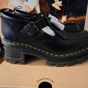Dr. Martens Women's Corran Leather Mary Jane Heeled Shoes Black Atlas Size 6 NEW